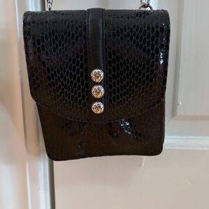 Elegant Black Snakeskin Pattern Bag